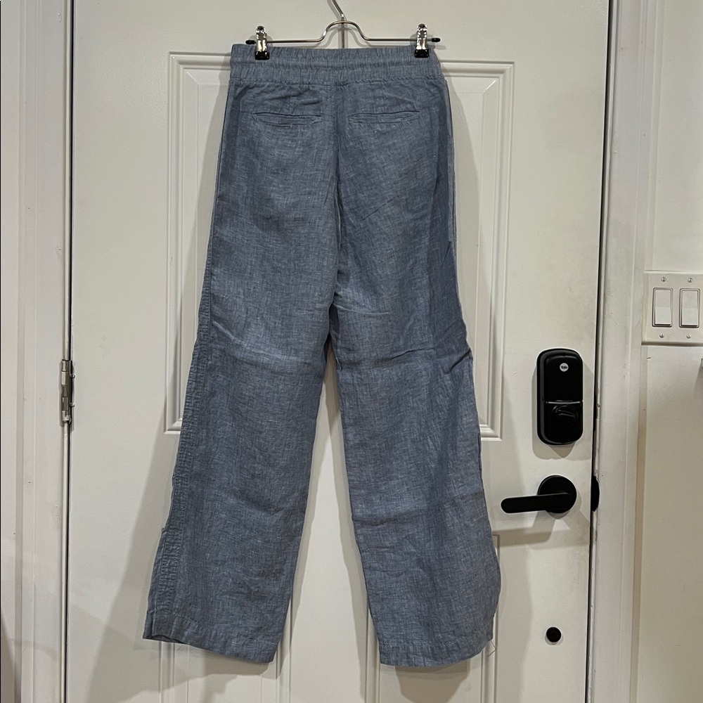 Athleta Light Blue Linen Wide-Leg Drawstring Pants - Picture 2 of 6